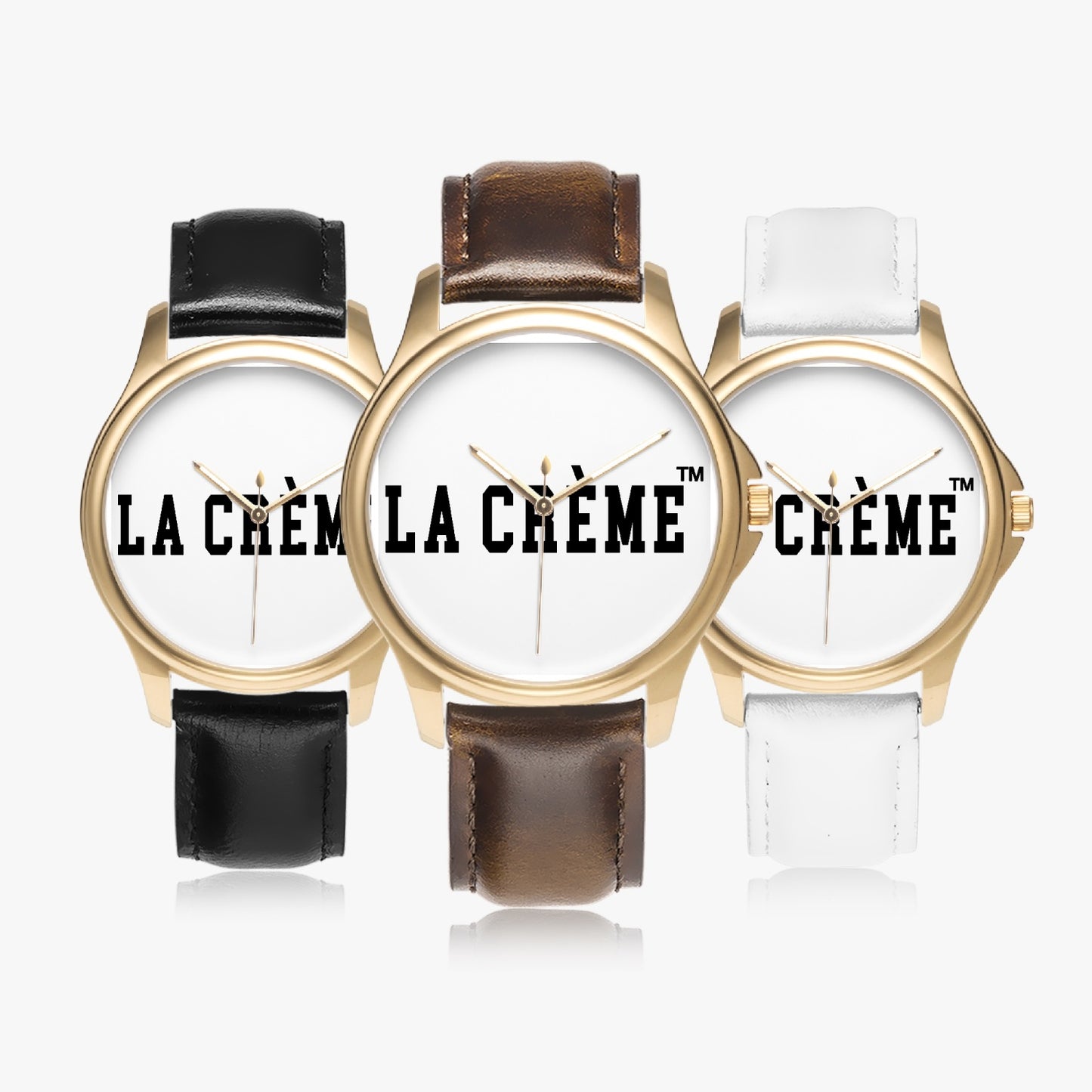 LA CRÈME Classic Leather Strap Quartz Watch (Gold)